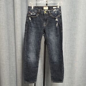 Frame Denim Dark Blue Distressed‎ Ankle Jeans Size 25